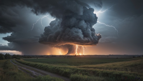 A lightning amidst a idyllic fiery outdoors