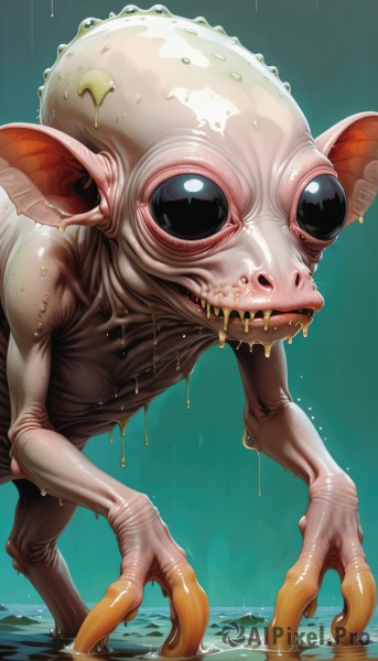 A charming rainy dynamic scene featuring a alien