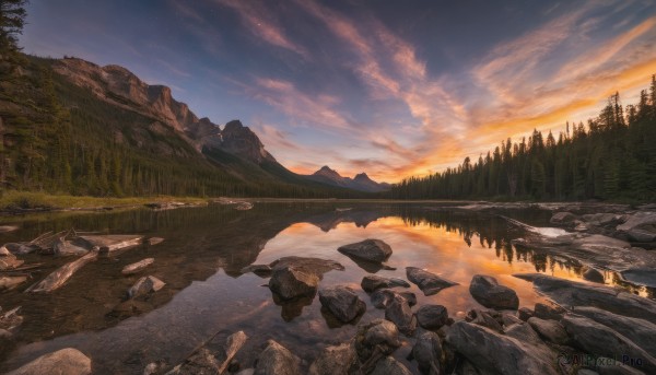 A landscape in a serene sunset day