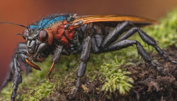 wings, blurry, no humans, bug, claws, monster, realistic, antennae