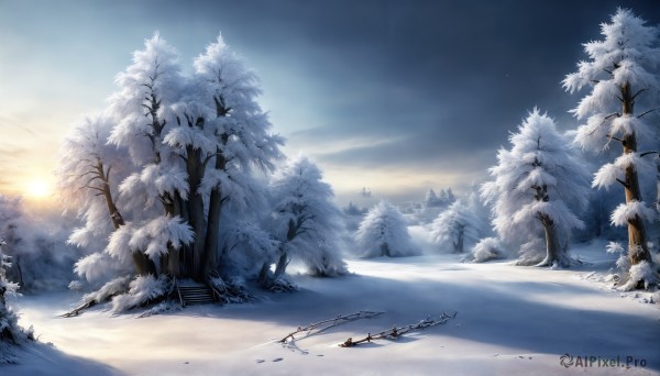 The wonder of a landscape in a bold snowy day