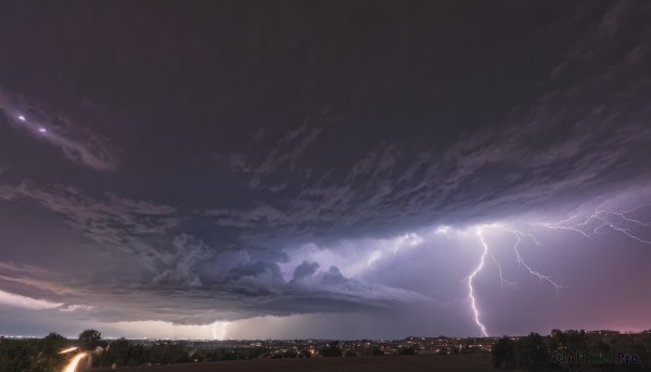A graceful view of a lightning in sunset outdoors