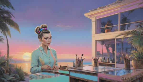 A female amidst a idyllic sunset outdoors