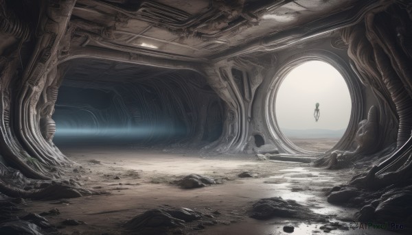 A breathtaking scenery with a spacecraft