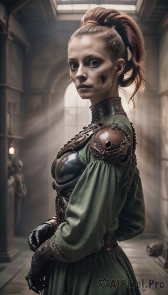 A female in the heart of a peaceful dynamic scene