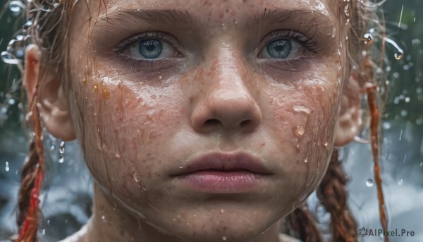 A glimpse of a female in a picturesque rainy dynamic scene