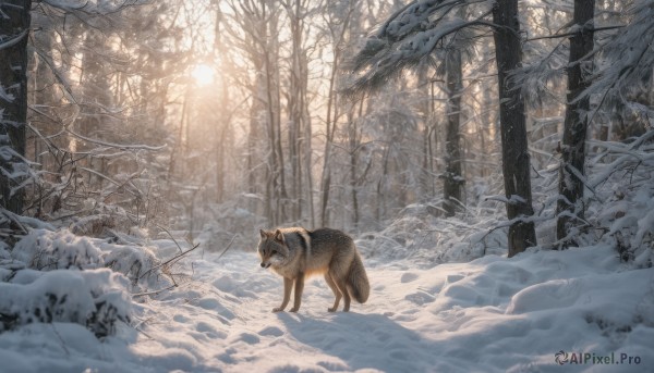 outdoors, tree, no humans, animal, nature, scenery, snow, forest, snowing, winter, bare tree