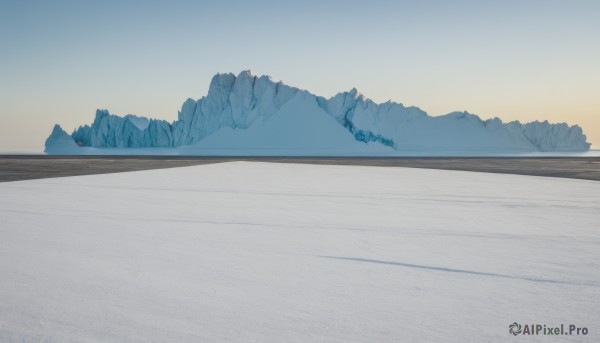 A landscape amidst a vivid snowy day