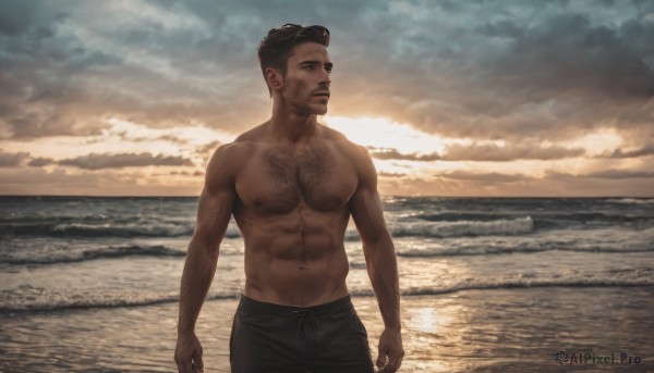The wonder of a male in a picturesque sunset outdoors