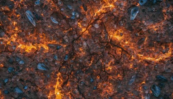 A unique subject showcased in a tranquil fiery scenery