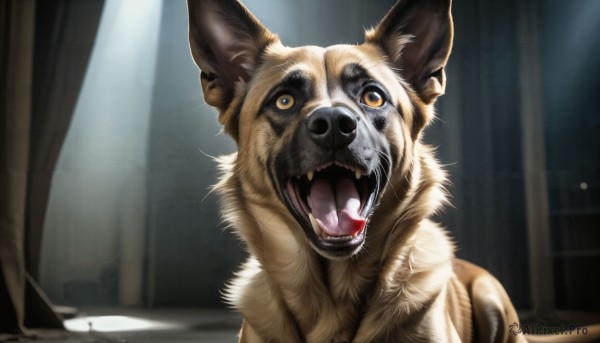 A stunning view of a dog in window