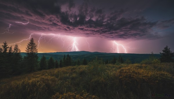 The beauty of a lightning set in a enchanting sunset outdoors