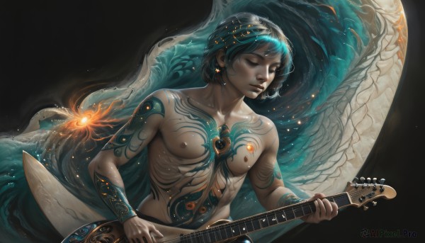 A breathtaking view of a male in waves
