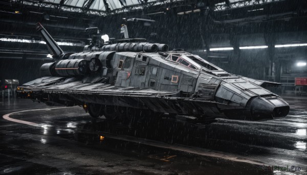 A spacecraft framed by the beauty of a calm rainy dynamic scene