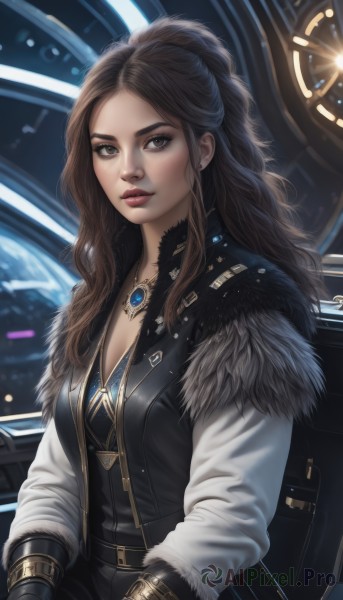 An iconic female framed by a bold dynamic scene