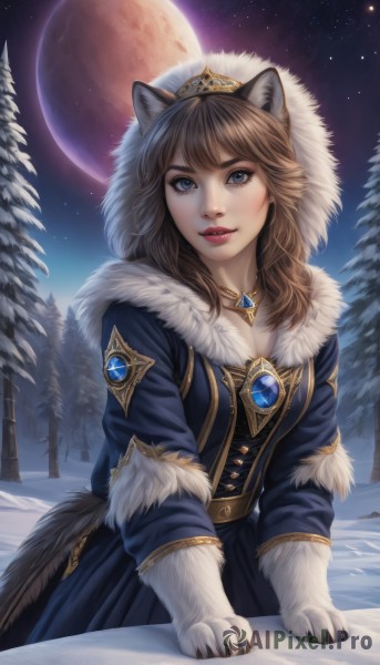 A stunning view of a female in snowy outdoors