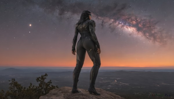 A unique view of a female in sunset outdoors