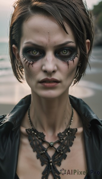 A female surrounded by a captivating dynamic scene