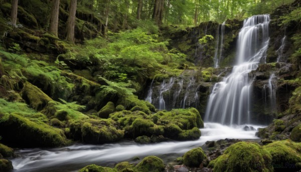 The elegance of a waterfall in a idyllic day