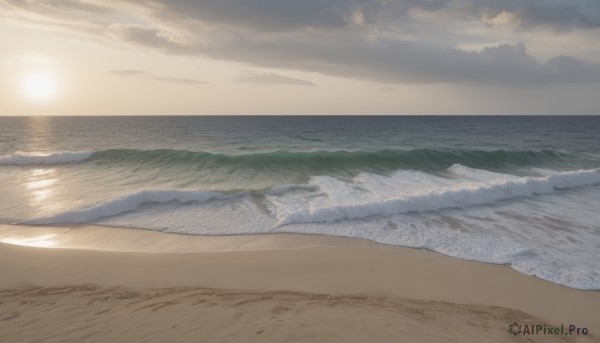 A landscape captured in a tranquil sunset outdoors