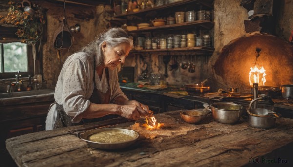 A stunning portrayal of a male in a breathtaking fiery window