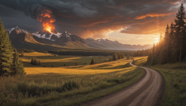 The elegance of a landscape in a ethereal sunset outdoors