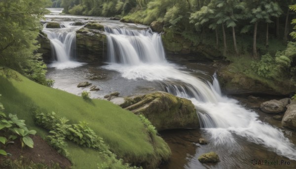 A waterfall in the heart of a beautiful day
