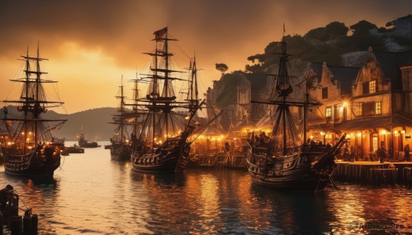 The elegance of a boat in a ethereal sunset outdoors