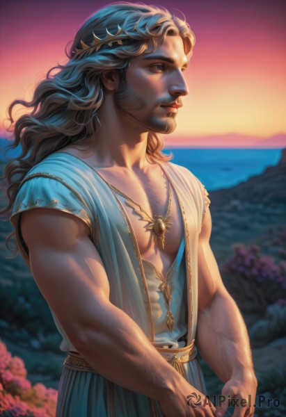 A delightful capture of a male within sunset outdoors