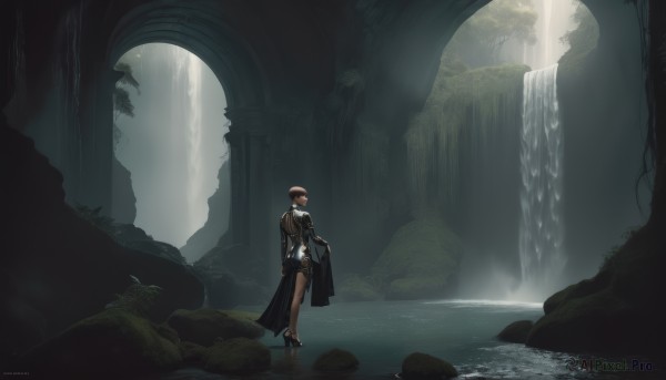 A serene outdoors featuring a female