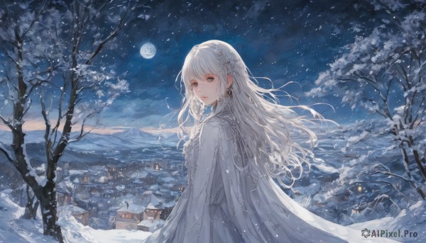 The wonder of a female in a picturesque snowy outdoors