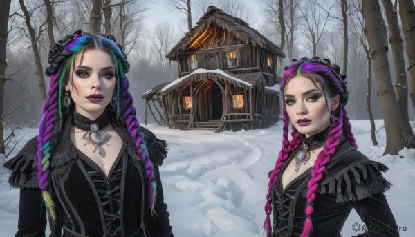 A ethereal snowy outdoors showcasing a female