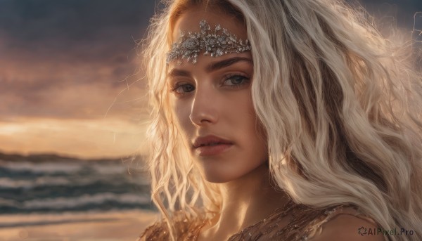 The majestic beauty of a female set within a dynamic sunset outdoors