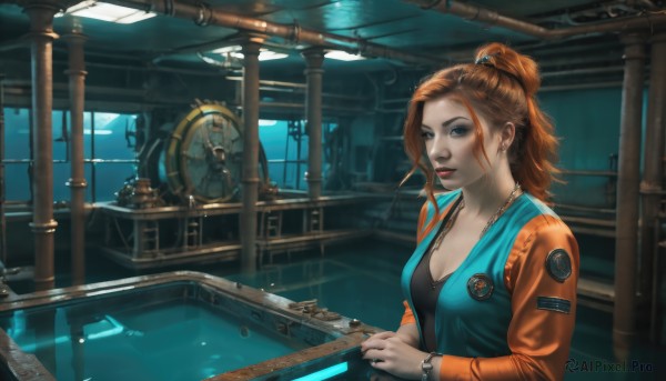 The wonder of a female in a picturesque dynamic scene