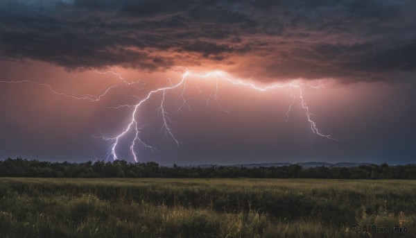 A breathtaking sunset outdoors with a lightning