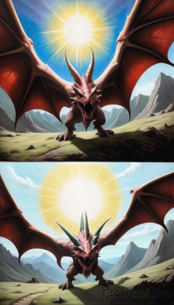 A breathtaking day featuring a monster