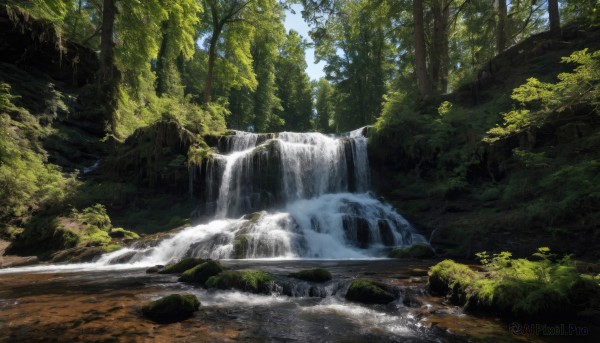 The wonder of a waterfall in a picturesque day