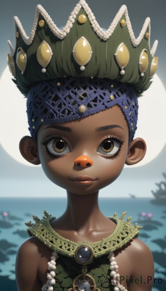 A serene ocean featuring a child