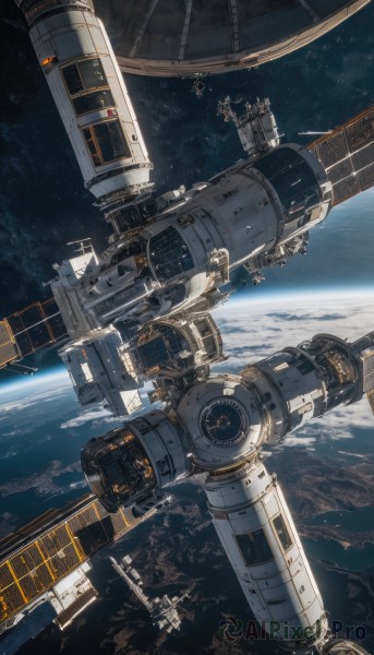 A spacecraft framed by the beauty of a majestic scenery