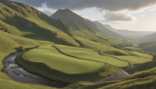 The charm of a landscape in a scenic sunset day