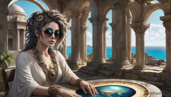 A female surrounded by a serene day
