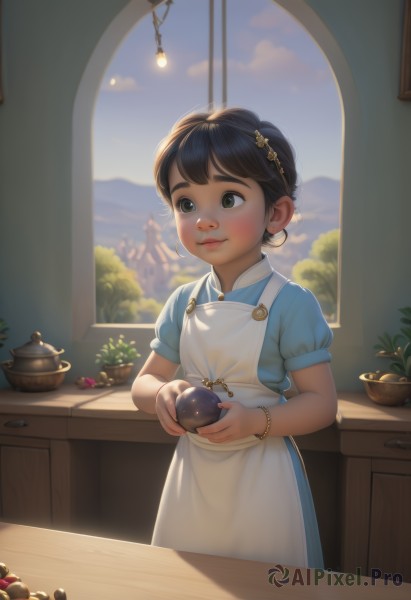 A idyllic child within a lush day