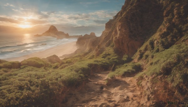 A glimpse of a landscape in a lush sunset day