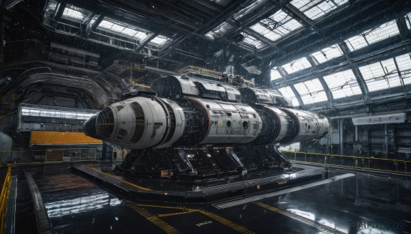 An iconic spacecraft framed by a inviting rainy scenery