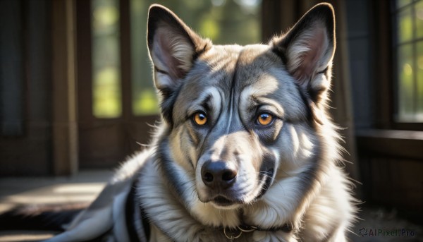 The majestic beauty of a dog set within a ethereal window