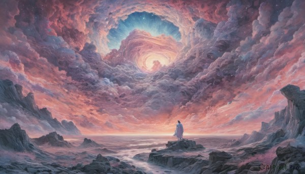 A breathtaking sunset outdoors with a male
