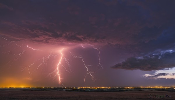 The elegance of a lightning in a ethereal sunset outdoors
