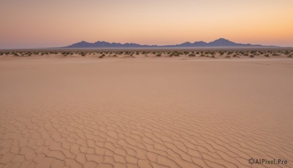 A landscape amidst a vivid sunset outdoors