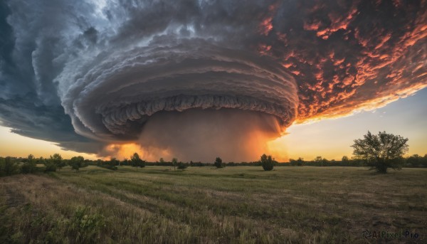 A monster framed by the beauty of a calm sunset outdoors
