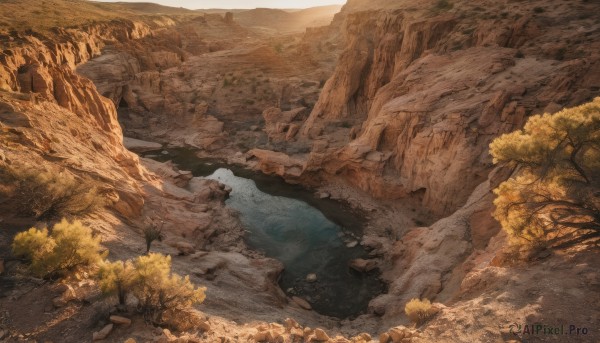 The timeless beauty of a landscape in a tranquil sunset day
